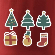 Vianočná sada - stromčeky a darčeky