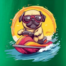 Mops na vodnom skútri