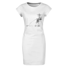 Kreslený rybár na pni