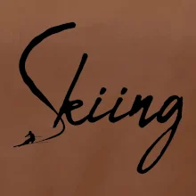 Skiing nápis lyžiar