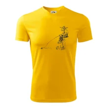 Kreslený rybár na pni