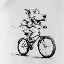 Pes na bicykli