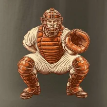 Baseballový catcher retro rytina