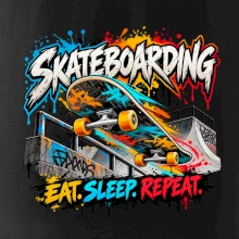 Skateboard ve street stylu eat sleep repeat