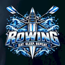 Veslařská loď se zkříženými vesly eat sleep repeat