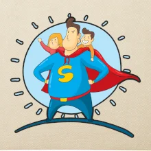 Táta superman - dievča a chlapec