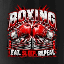Boxerské rukavice v ringu eat sleep repeat