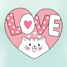 Mačka love - ružové srdce