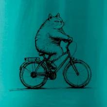 Tučná mačka na bicykli