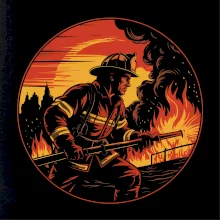 Hasič v kruhu hasí oheň Hasič v kruhu hasí oheň