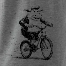 Tučná krava na bicykli