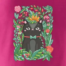 Mačka s kvetmi maľované