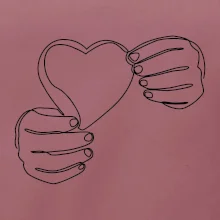 Ruka držiaca srdce jedným ťahom