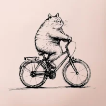 Tučná mačka na bicykli