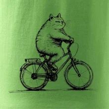 Tučná mačka na bicykli