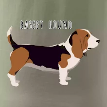 Basset hound pes s nápisom