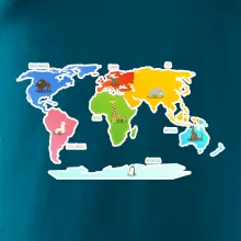 Svetové kontinenty s názvami a zvieratkami