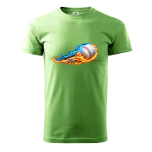 Letící baseballový míček v plamenech