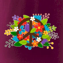 Peace symbol prerastený kvetinami