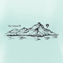 Nový Zéland nápis a hory Aoraki - Mount Cook