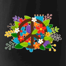 Peace symbol prerastený kvetinami