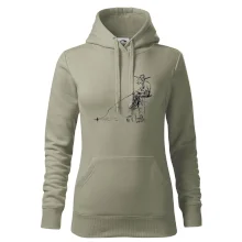 Kreslený rybár na pni