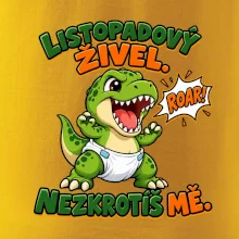 Listopadový živel zelený dinosaurus rex v plence