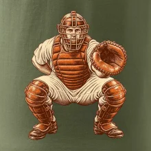 Baseballový catcher retro rytina