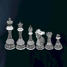 Šachové figúrky v rade - kreslené