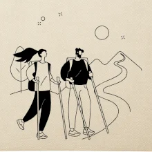 Kreslený pár na výlete