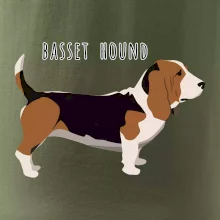 Basset hound pes s nápisom Basset hound pes s nápisom