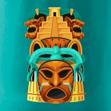 Mayová maska s pyramídou Mayová maska s pyramídou