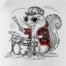 Squirrel playing drums