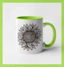 Slnečnica kreslená čiernobiela