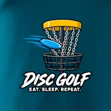 Discgolfový kôš s letiacim diskom eat sleep repeat