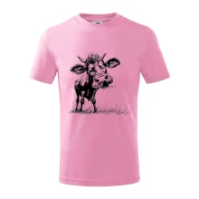 Čiernobiela karikatúra krava stojaca