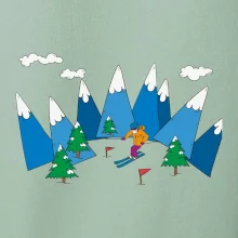 Lyžiar a farebné hory