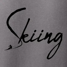 Skiing nápis lyžiar