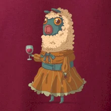 Alpaka s vínom žena