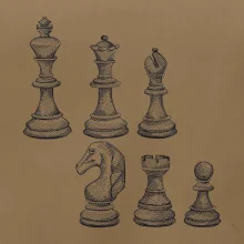 Šachové figúrky kreslené
