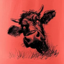 Čiernobiela karikatúra čierna krava hlava Čiernobiela karikatúra čierna krava hlava