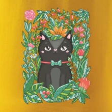 Mačka s kvetmi maľované