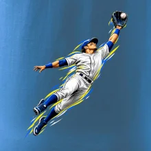 Baseballový polař chytá míček ve výskoku