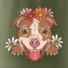 Americký stafordšírsky teriér hlava s kvetinami