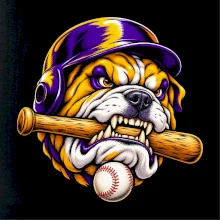 Baseballový buldok s pálkou