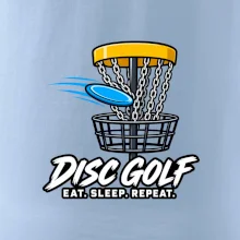 Discgolfový kôš s letiacim diskom eat sleep repeat