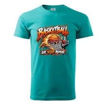 Basketbalový kôš s loptou eat sleep repeat