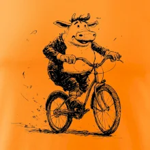 Tučná krava na bicykli