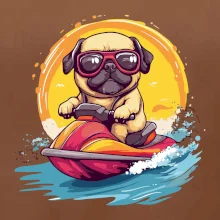 Mops na vodnom skútri