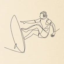 Surfer na vlne jedným ťahom